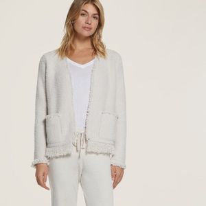 Barefoot Dreams CozyChic Fringed Jacket in Almond Size Small